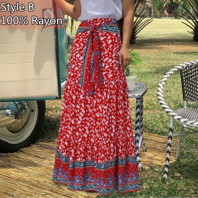 Long Skirts Women  Autumn Celmia Vintage High-Waist Female Skirts Casual Plaid Check Loose Printed Belted Pleated Maxi Skirt