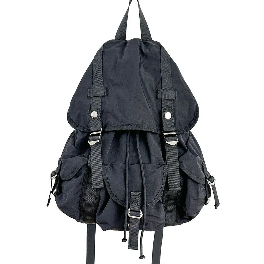 Ingvn  Preppy Style Flap Buckle Muti Pocket Nylon Women Backpack Niche Design College School Women Bags Travel Commuter Girls Backpack