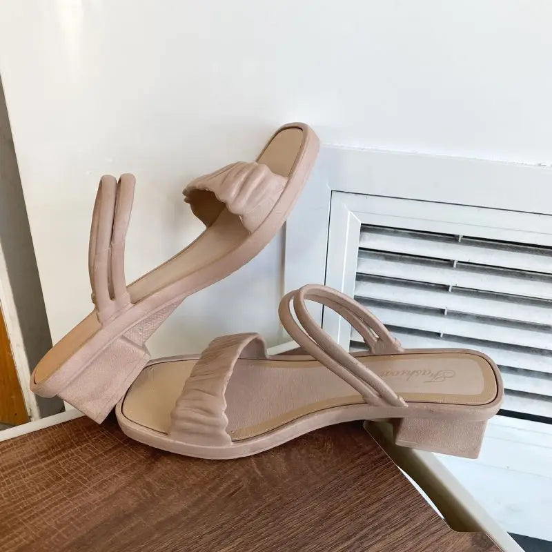 Woman Slippers With Heel Summer Open Toe Slides Outside Shoes For Women Wedge Job Sandals Stylish Waterproof Luxury B