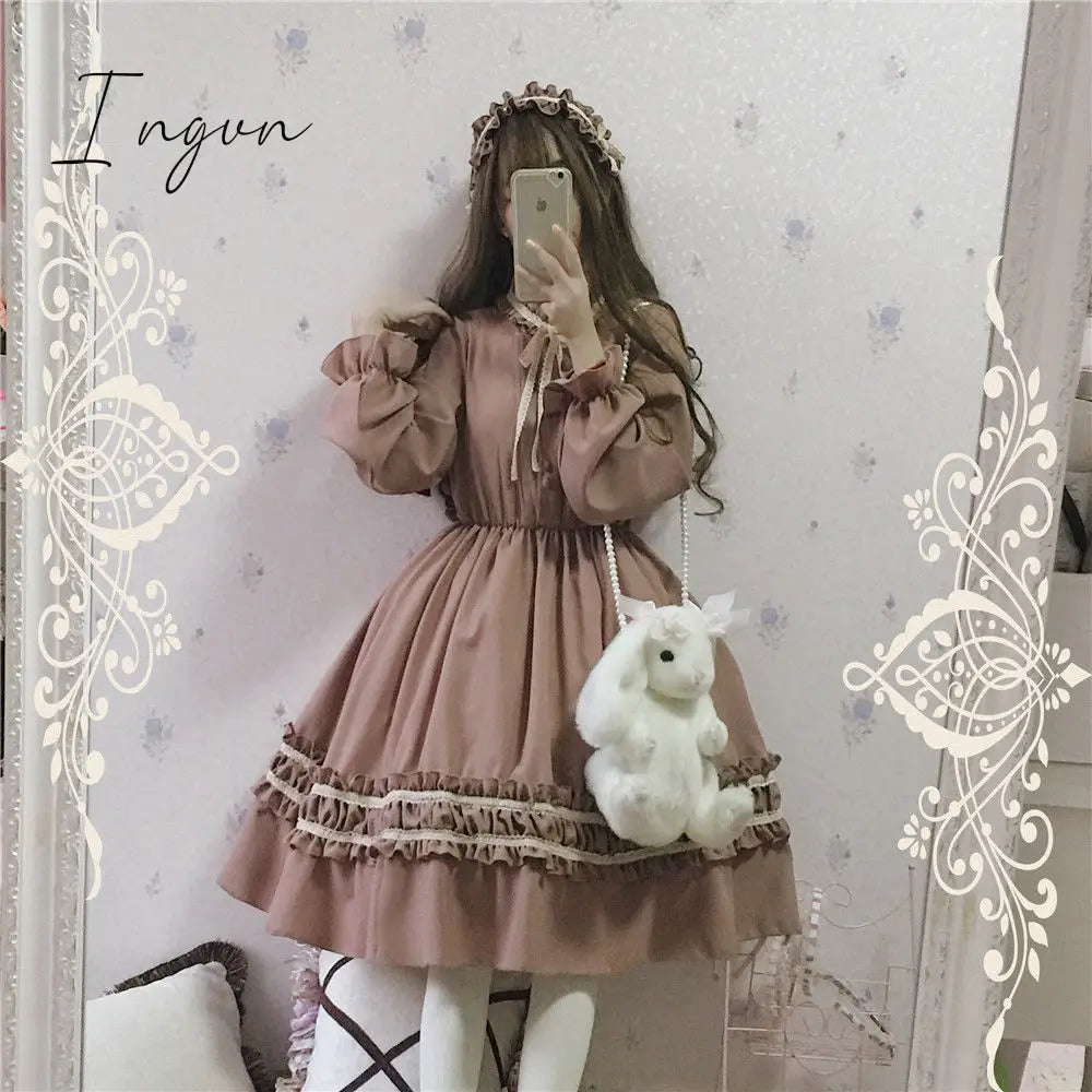 Ingvn - Quality Kawaii Lolita Style Dress Women Lace Maid Costume Dress Costume Sweet Gothic Party Robe Renaissance sSpring