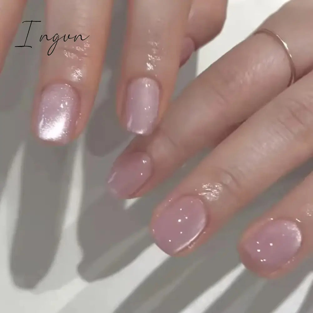 24pcs detachable cat eyes red wine false nails with glue full cover ballet square almond shiny acrylic press on fake nails tips