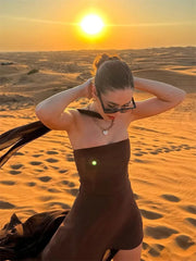 Summer Female With Ribbon Long Dress Elegant Mesh Backless Patchwork Slim Fashion Party Dress Gown Women's Bodycon Dress