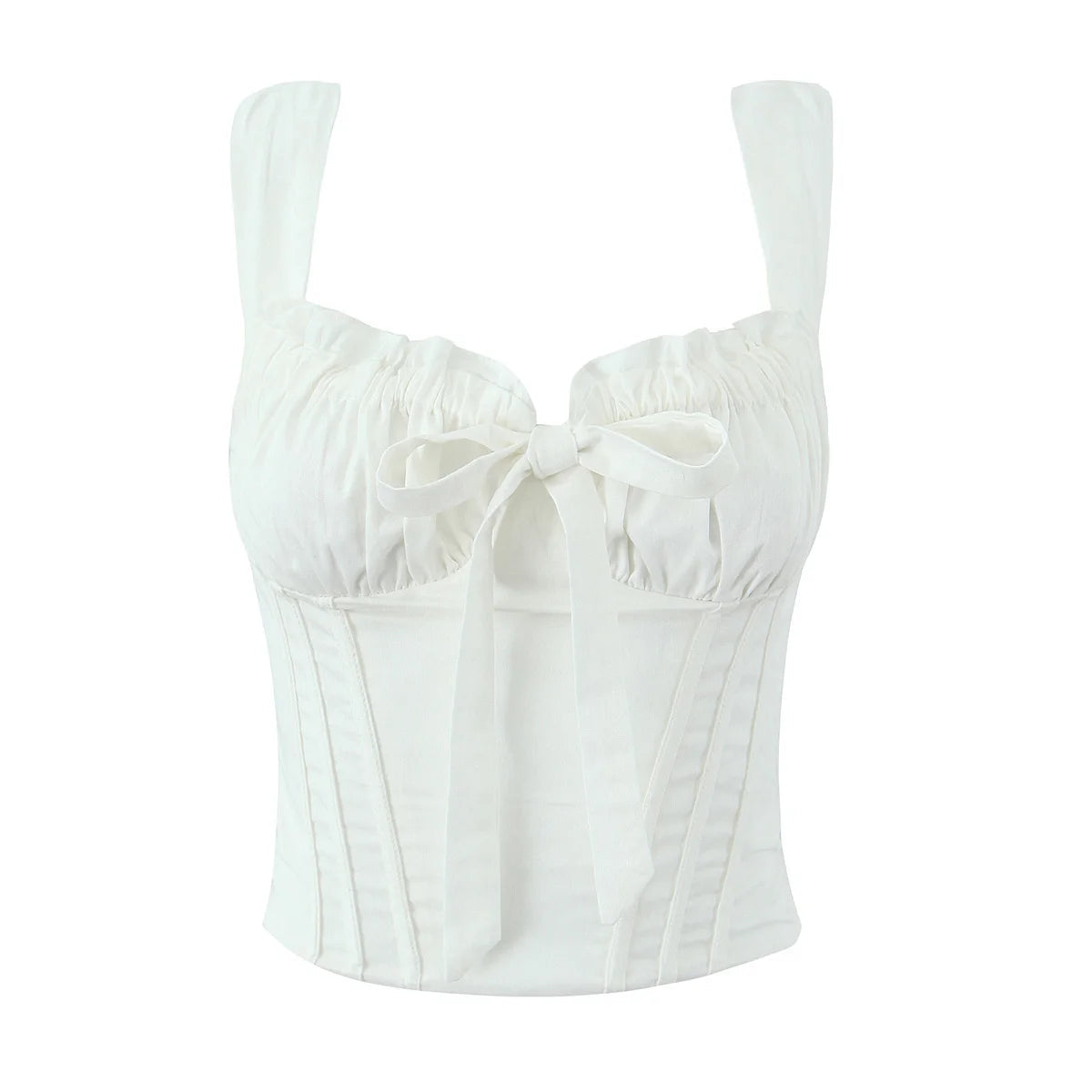 Women White Camisole Corset Tops Fitted Slim Cotton Summer Top Sexy Going Out Bodyshaper Bustier Tank Top
