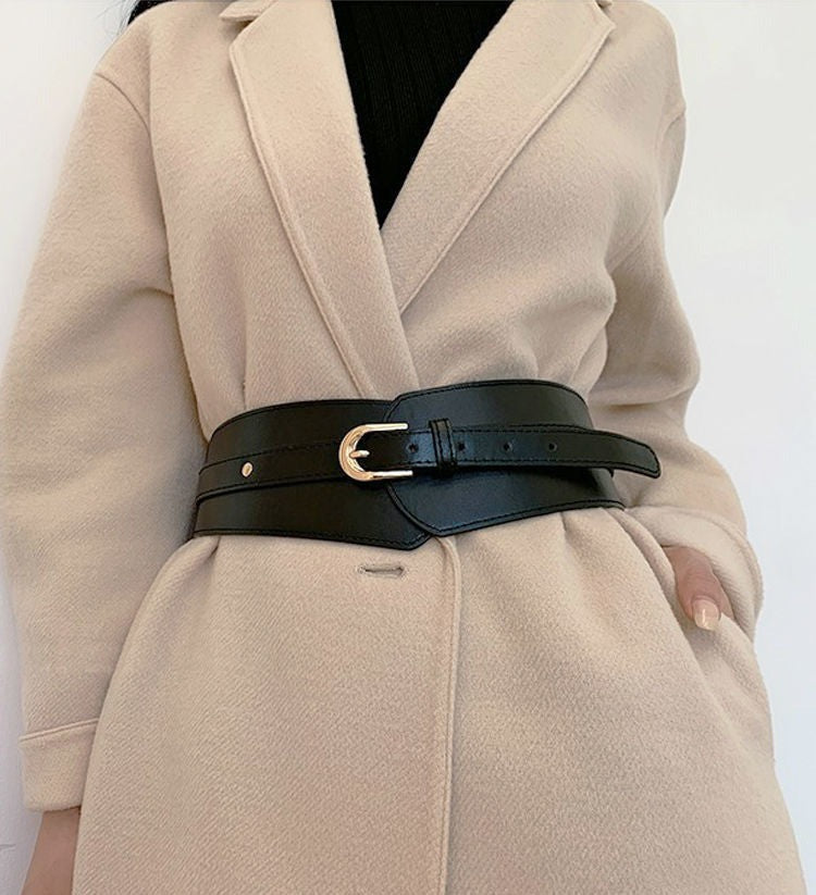 Luxury ladies wide belt elastic vintage buckle leather wide fashion wild pin buckle women's belt waist seal belt