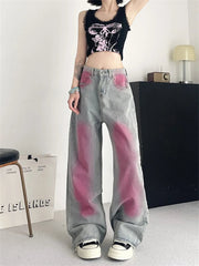 Ingvn  Women's Inkjet Design Thin Jeans Street Summer New Trousers Young Girl Street Bottoms Female High Waisted Denim Pants