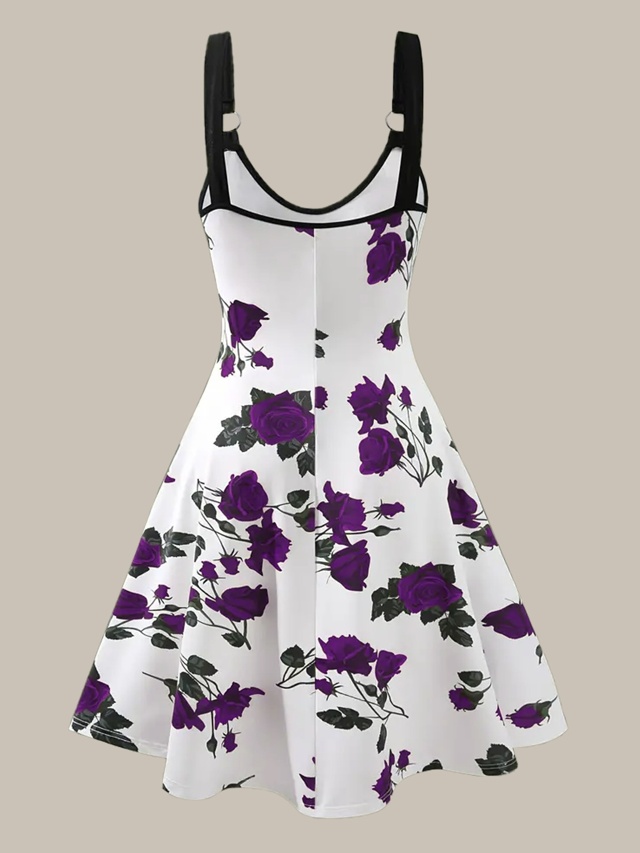 Plus Size Bohemian Floral Print Dress - Stylish V Neck Sleeveless Suspender Style - Comfortable Summer Clothing for Fashion-Forward Women