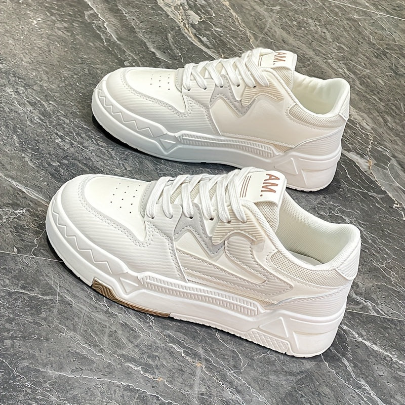 Women's Platform Sneakers, Casual Lace Up Outdoor Shoes, Comfortable Low Top Skate Shoes plus size