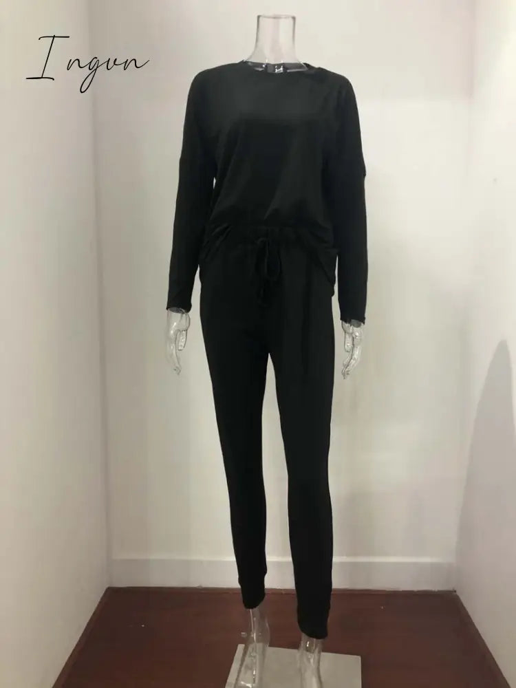 Ingvn - Autumn Casual Lounge Wear Women Tracksuit 2 Piece Set Loose Lounge Sets Ladies Sweat Suit Outfits Female