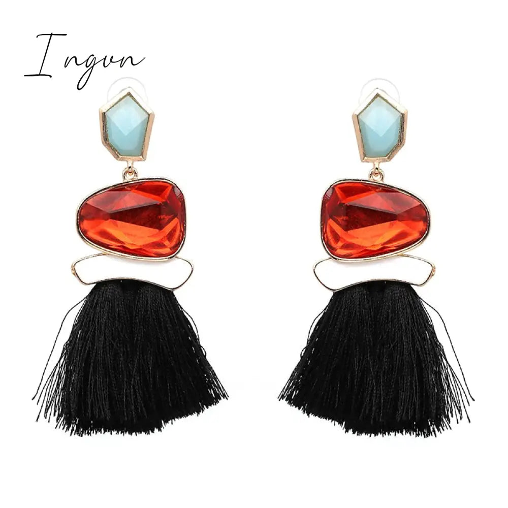 Ingvn - New Fringed Statement Drop Earrings Wedding Tassel Multicolored Hot Fashion STUD Earrings Jewelry Women 2023 Trend