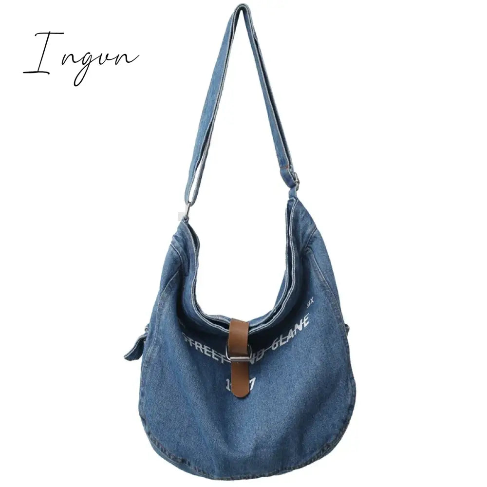 Ingvn - Denim Women's Bag 2024 New Eco Reusable Ladies Handbags Canvas Shopping Travel Shoulder Bags Unisex Jeans Crossbody Bag Shoppers