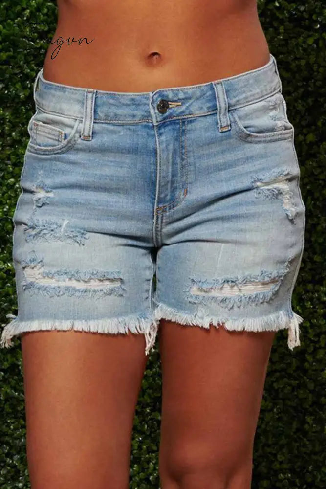 Ingvn - On-trend Ripped Sexy Denim Shorts(3 colors)
