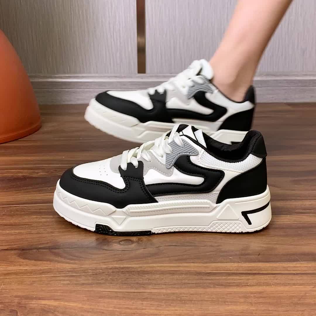Trendy Women's Low Top Colorblock Skate Shoes, Lace Up Casual Sneakers for Outdoor Sports