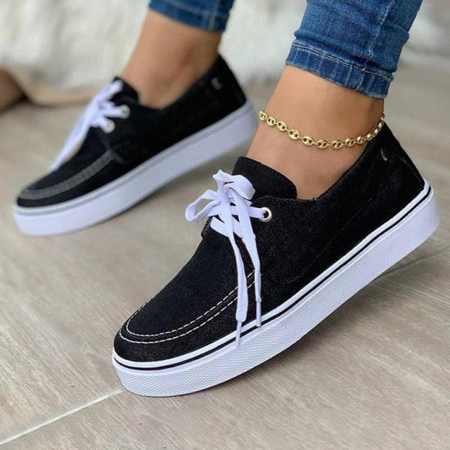 INGVN   Women's Sneakers Lace Up Ladies Flat Shoes for Women 2026 Autumn Vulcanized Shoes Comfort Fashion Woman Flats Shallow New