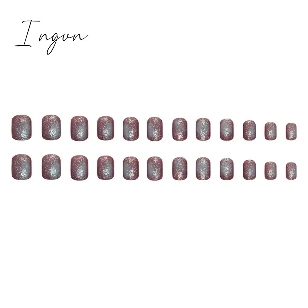 24pcs Luxurious Glossy Oval Purple Glitter Nails Press-On False Nails Set Cat Eye Stick on Nails with Sky Design for Women/Girls