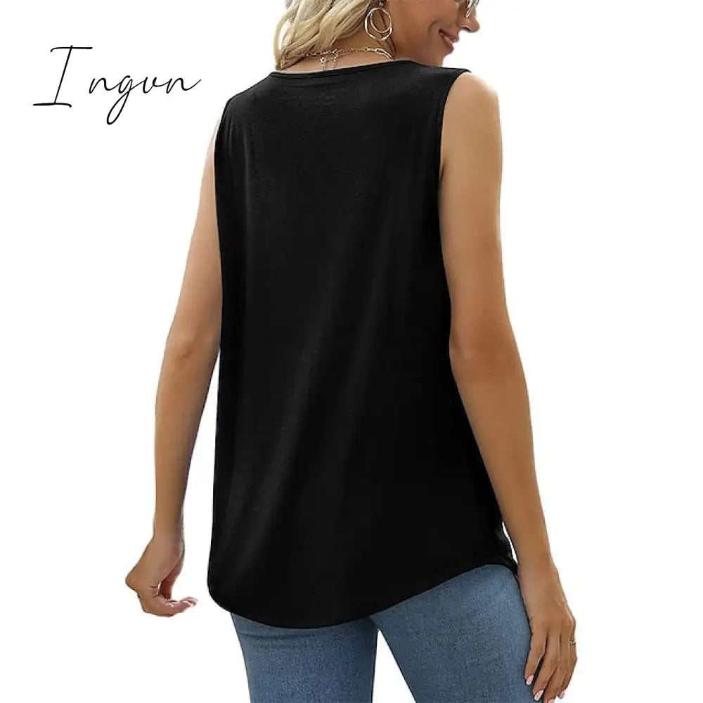 Ingvn - Women's Tank Pleated Solid / Plain Color Basic Square Neck Sleeveless Summer Wine Red Black White Light Green Pink