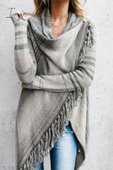 Ingvn -  Striped Shawl Sweater 2 Styles