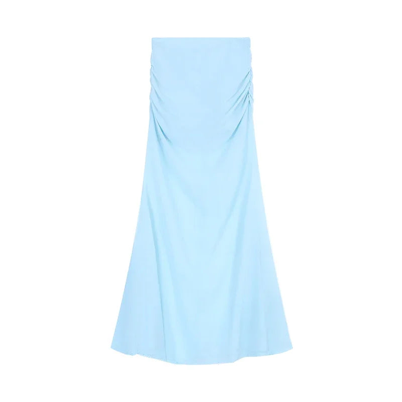 Seaside Gauze Splicing Blue Skirt Female Faldas Para Mujeres Summer Temperament Fishtail Skirt Chic Package Hip Skirts