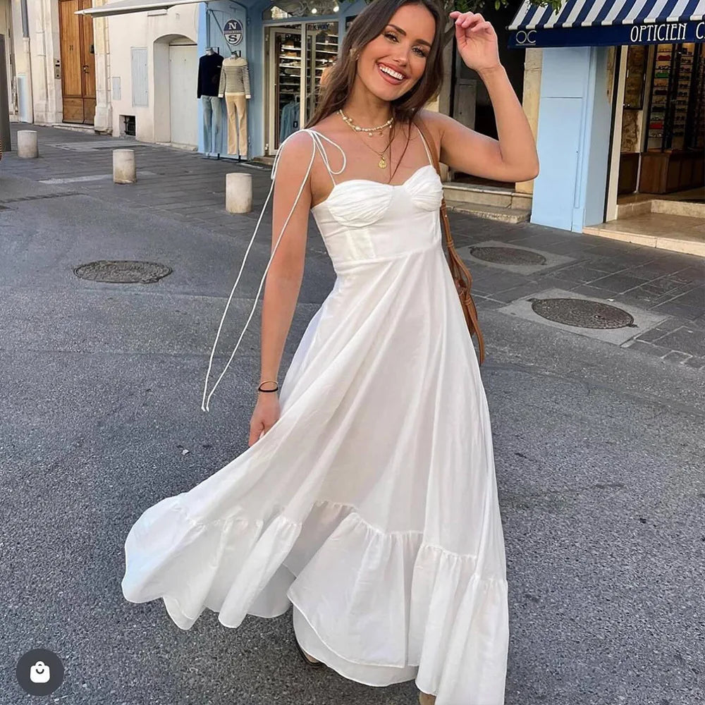 Sexy Elegant White Slip Corset Dress Tie Strap Black Party Evening A-Line Sleeveless Bodycon Sundress Women Wedding Bridesmaid