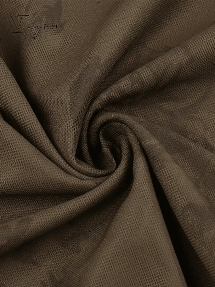 Ingvn - Vintage Mesh Floral Brown Maxi Skirt