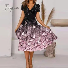 Ingvn - Short Sleeve Printed Dress