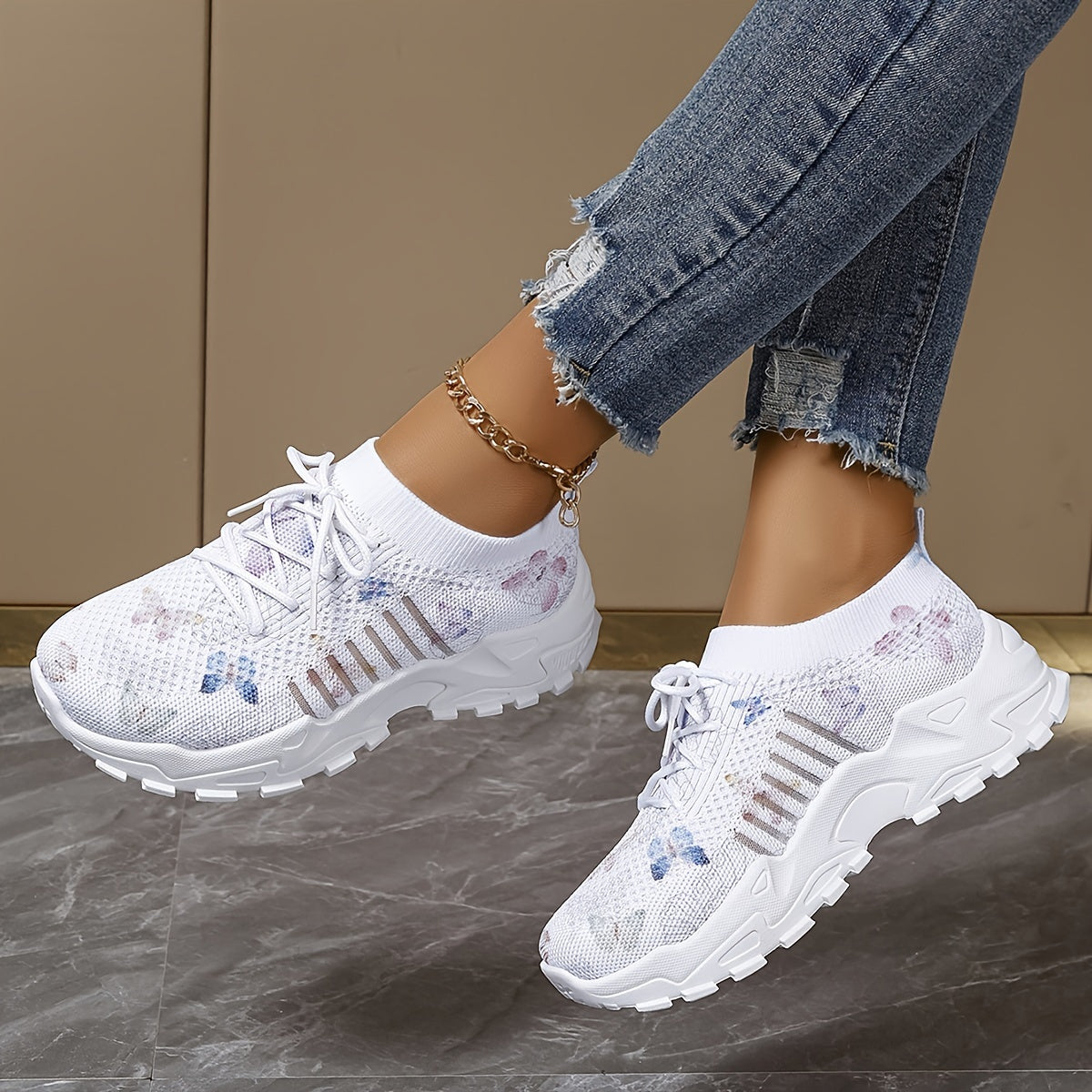 Stylish Butterfly Mesh Running Shoes - Road Running, Breathable Low-Cut Lightweight Comfortable Sneakers with Laces for Women - Perfect for Casual Daily Exercises and Outdoor Activities
