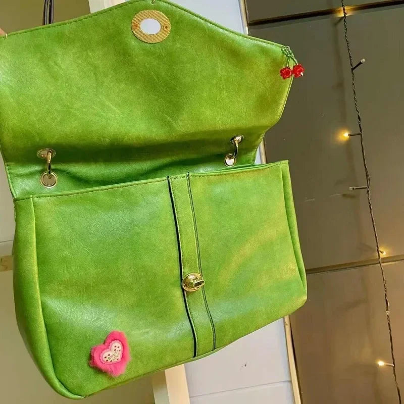 Ingvn  Vintage Hello Kitty Womens Shoulder Bag Y2k Green Original Cross Harajuku Style Crossbody Bag Fashion Luxury Female Handbag