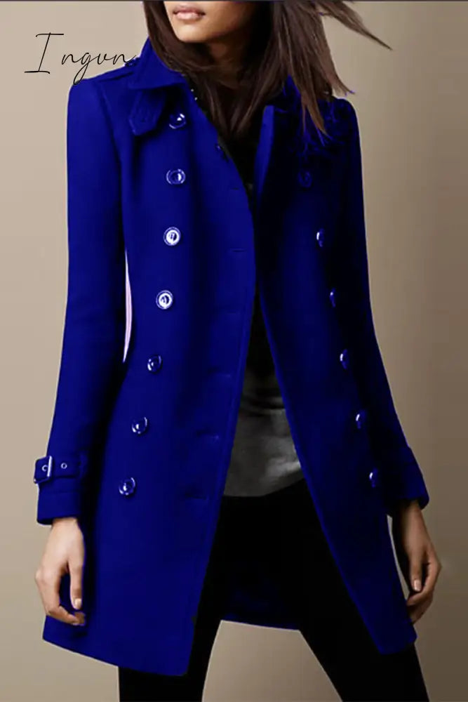 Ingvn - Casual Solid Buttons Mandarin Collar Outerwear