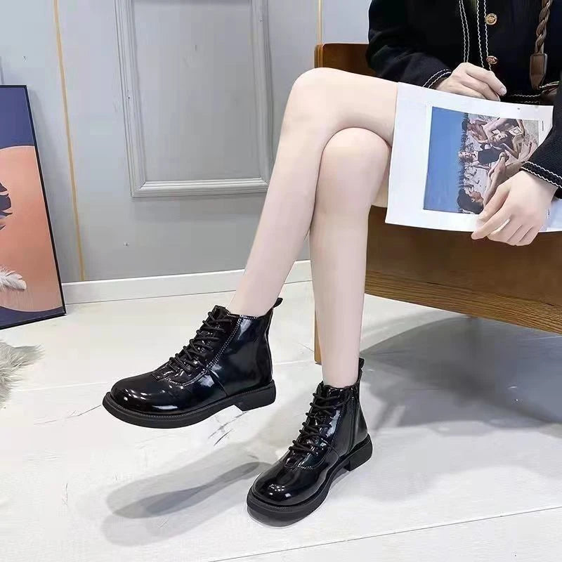Ingvn  Female Ankle Boots Waterproof Booties Elegant with Low Heels Footwear Round Toe Short Shoes for Women Work Y2k Autumn Trend