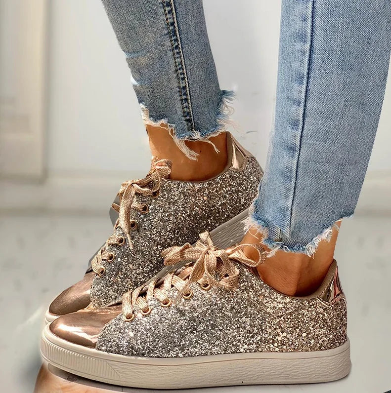 Sneakers Bling Luxury Shoe Glitter Casual Female Breathable Lace Up Outdoor Sport Women Vulcanize Shoes Zapatos De Mujer