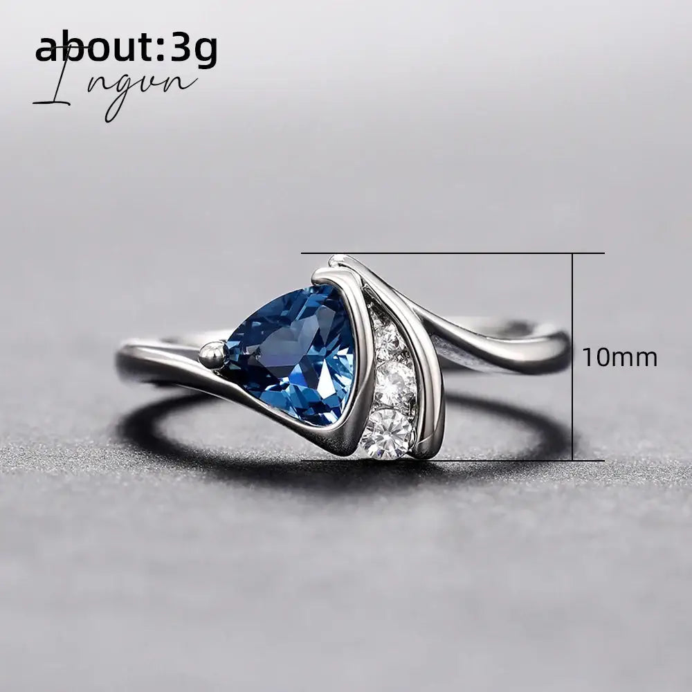 Ingvn - Modern Design Blue Cubic Zirconia Rings for Women 2022 New Trend Engagement Wedding Bands Accessories Fashion Jewelry