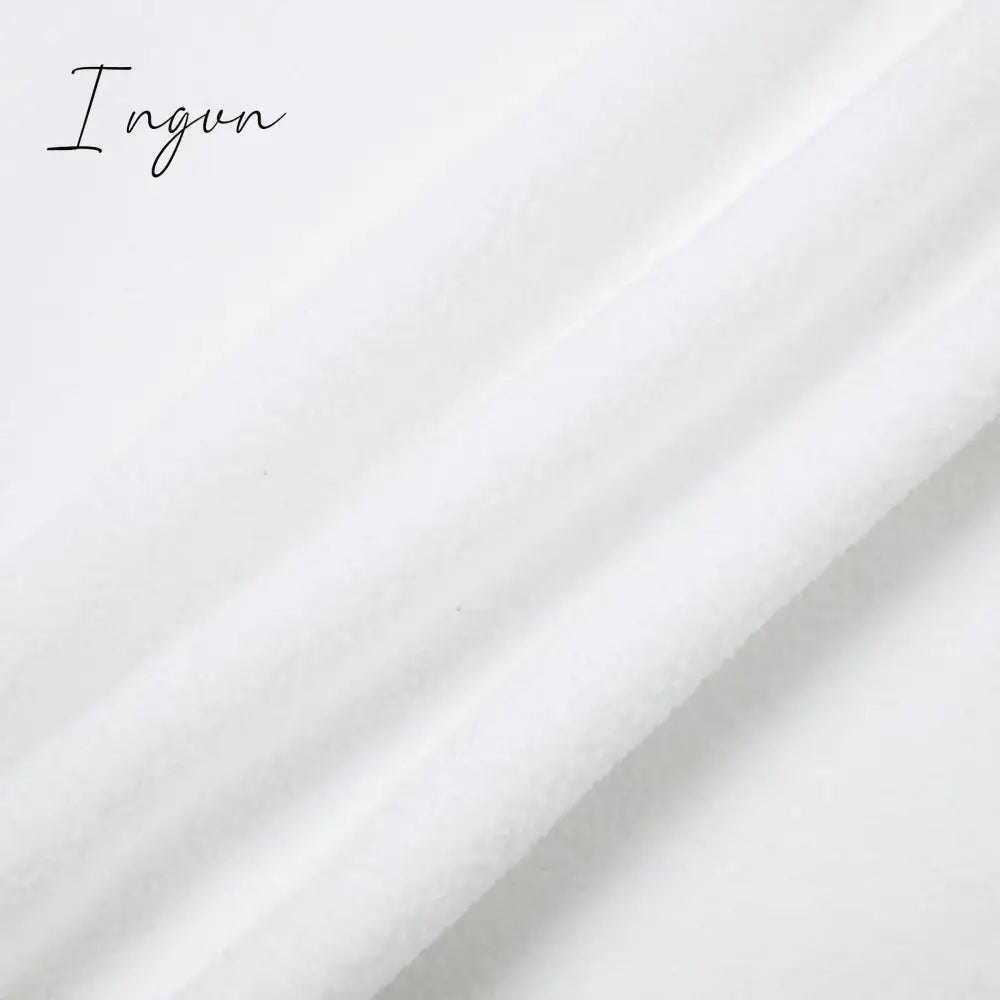 Ingvn - Women's  Lounge Sets 2 Pieces Solid Color Fleece Pajama V Neck Long Sleeve for Fall Winter White S 3XL