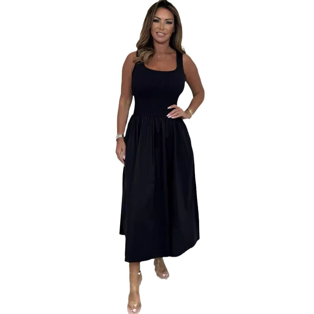 Tight Waist Solid Color Casual dress Women's Skirt High-end Sense Summer Independent Amazon Hot Women's Clothing