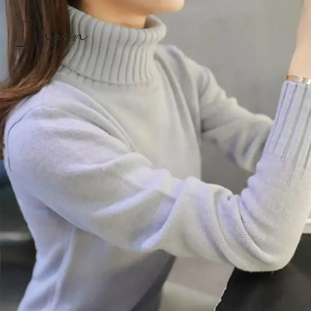 Ingvn - Women's Sweater Turtleneck Trending Sweater New Fashion Top Autumn and Winter Korean Pullover Women's Pullover Knitwear