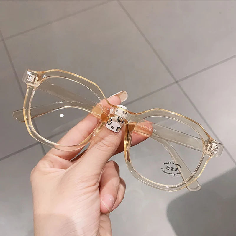 INGVN   Fashion Irregular Square Women Optical Glasses Frame Clear Anti Blue-Ray Lens Eyewear Vintage Men Wine Red Champagne Frame