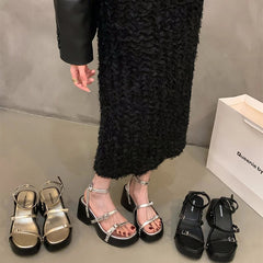Summer Chunky Women Sandals Fashion Open Toe Platform Wedges Heel Shoes Ladies Outdoor Dress Gladiator Pumps