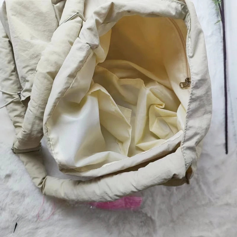 Ingvn  New Folded Nylon Crossbody Bag Fashionable Korean Edition Casual Style Shoulder Bag Shrink Large Capacity Commuter Folded Bag