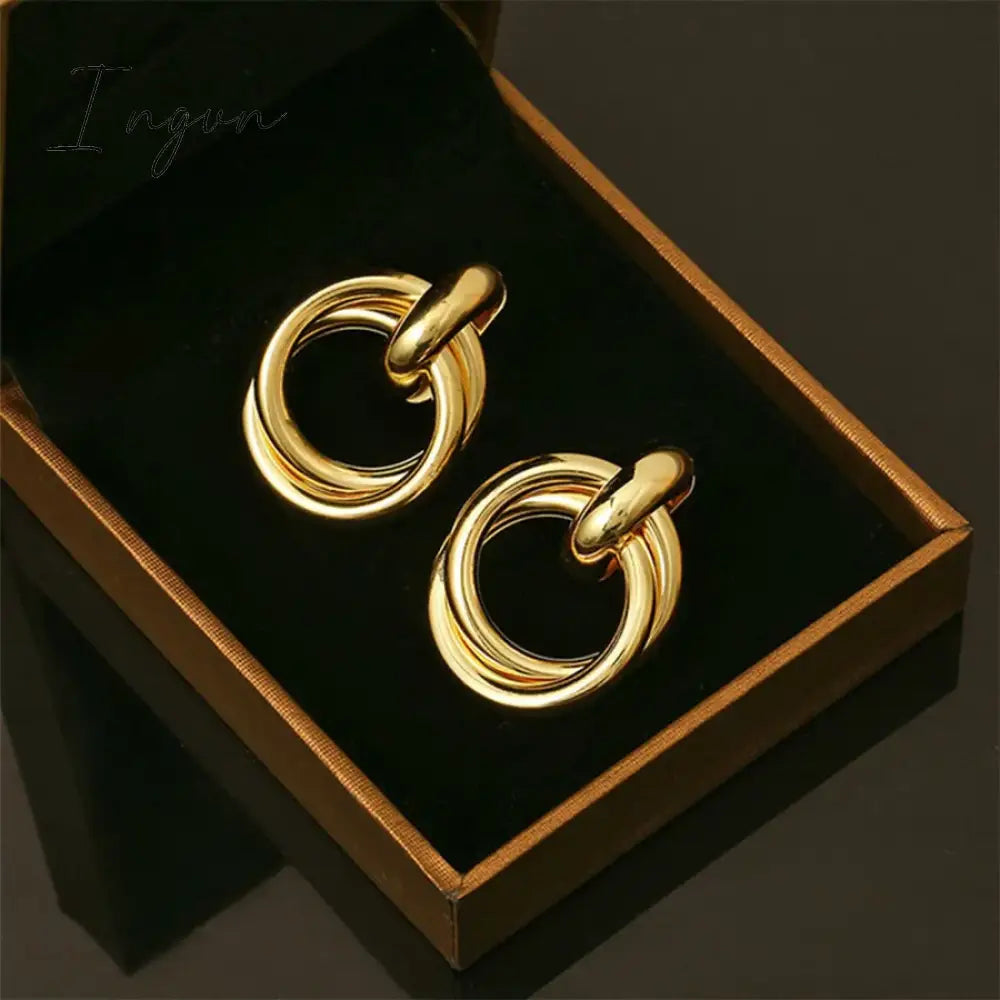 New Trendy Vintage Golden Silver Plated Wrapped Earrings for Women Niche Design Elegant Party Jewelry Girlfriend Gifts