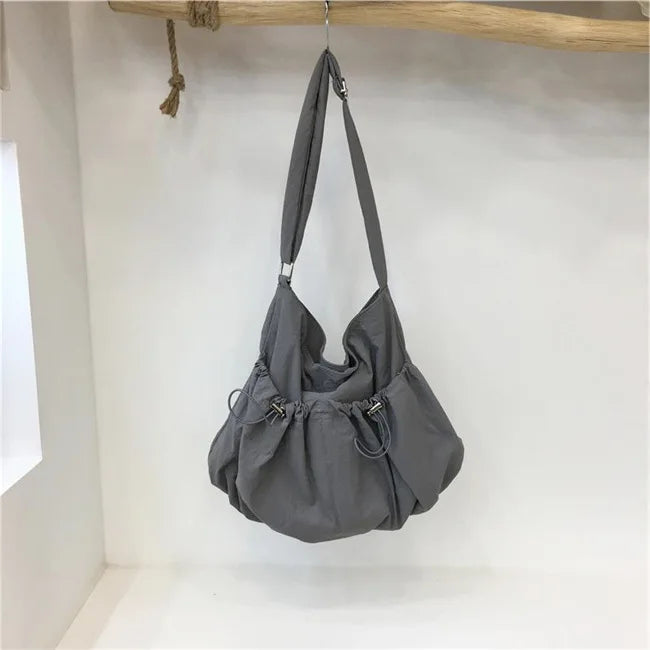 Ingvn  On-Season Korean Style Niche Pleated Crossbody Bag Cloud Bag Casual Lightweight Hundred Shoulder Nylon Cloth Female Tote Bag