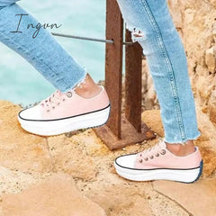 Ingvn - Daily Lace Up Non-Slip Platform Sneakers
