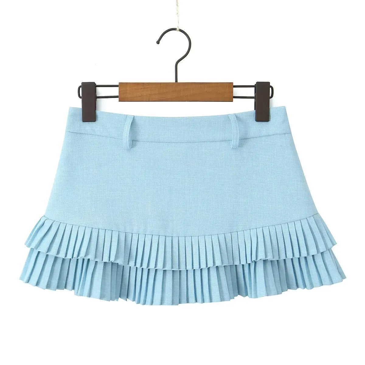 Cool Girl Y2K Pleated Mini Skirt Sexy Low Waist Short Skater Skirts With Shorts Lining