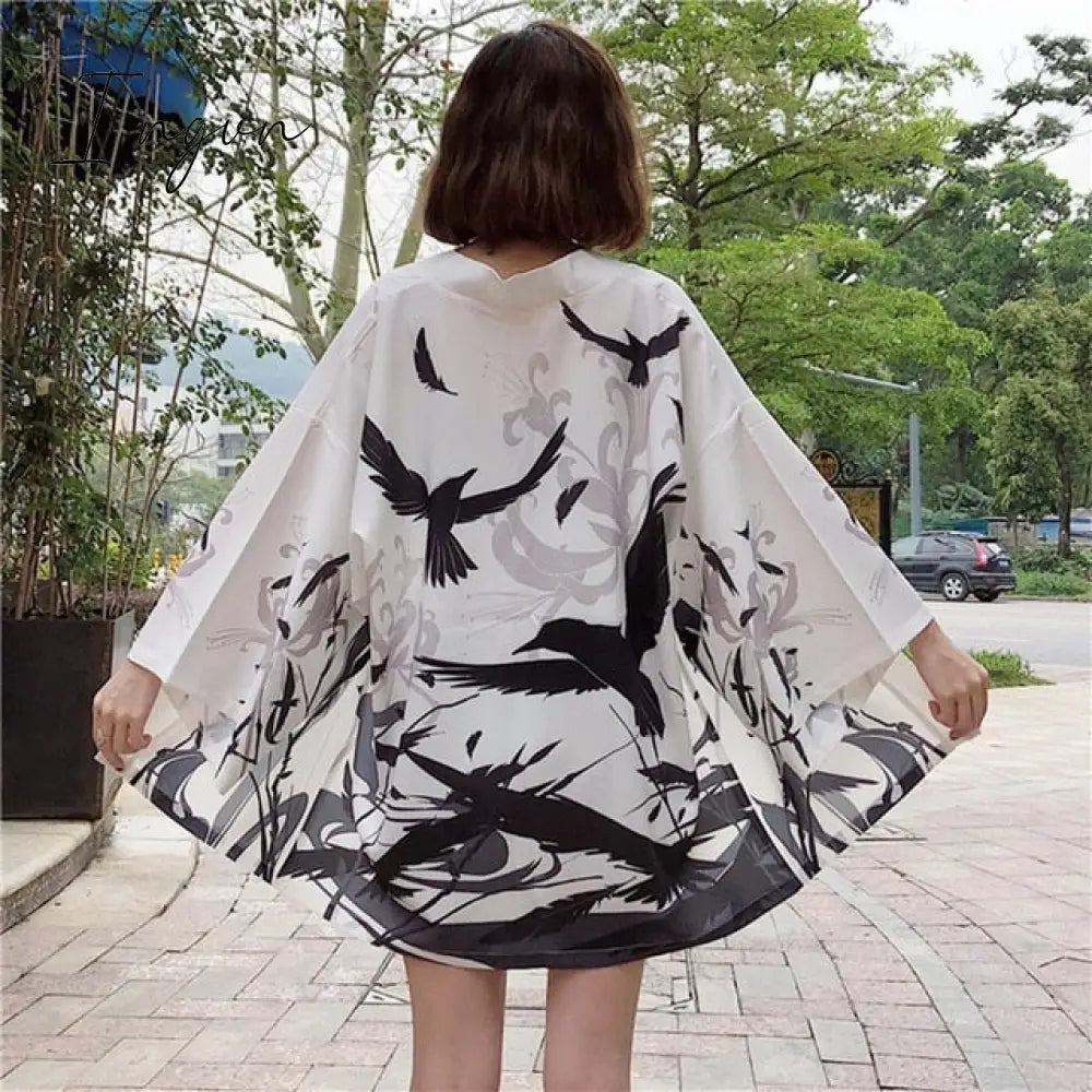 Ingvn - Kimono Cardigan Womens Tops And Blouses Japanese Streetwear Women Tops Summer Long Shirt Female Ladies Blouse Women Clothes