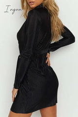 Ingvn - Sexy Solid Buttons Turndown Collar Shirt Dress Dresses