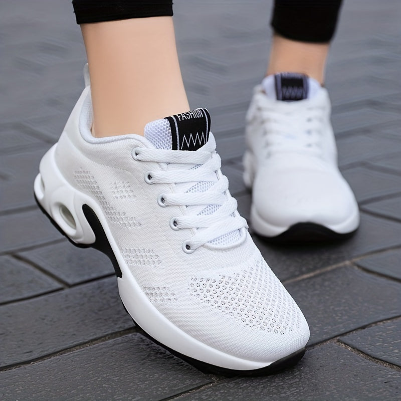 Lightweight Mesh Lace Up Women's Fashion Sneakers, Air Cushion Running Sports Shoes