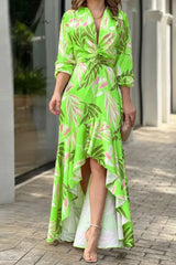 Ingvn - Fashion Sexy Print Pocket V Neck Irregular Dress Dresses(6 Colors)