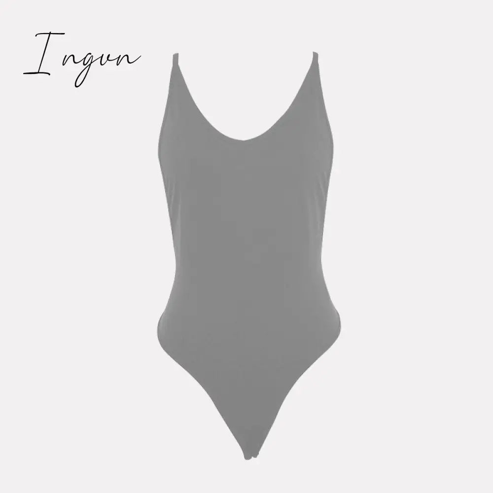 Ingvn - New Summer Women Sexy Bodysuit Spring Fashion Casual Backless Spaghetti Strap Black Bodysuit Body Tops For Women Short Jumpsuit