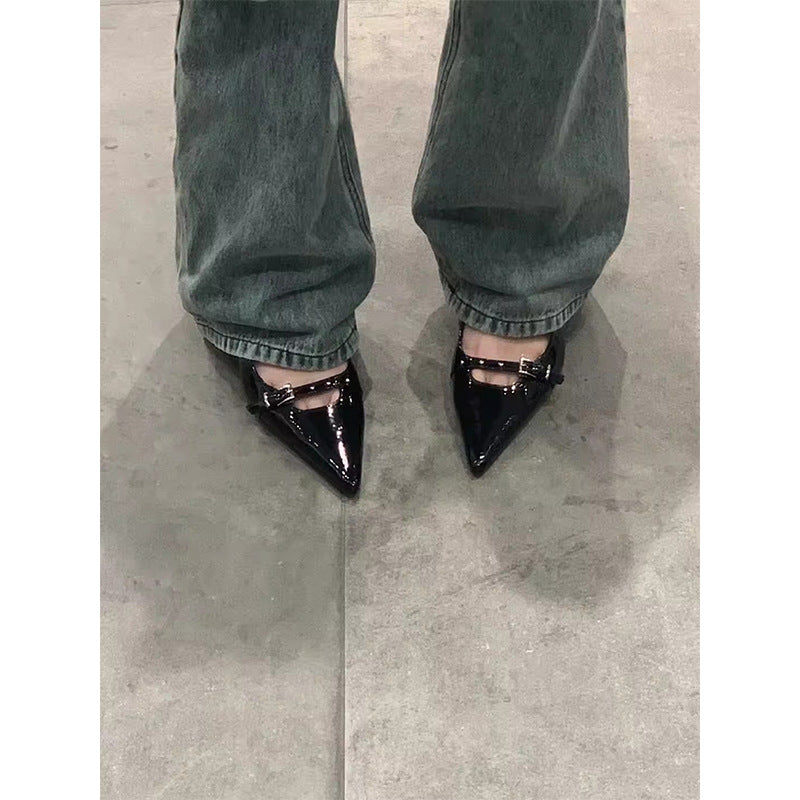 Closed toe sandals for women Summer new one-strap pointed stiletto heel lady fashion temperament bridesmaid high heels