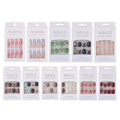 24Pcs/Box Sweet Short Round/Point Head False Nail Art Full Cover Detachable Artificial Fake Nails Ballerina Press on Nails Tips