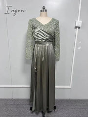 Ingvn - Ladies Elegant Fashion V Neck Party Dinner Dress