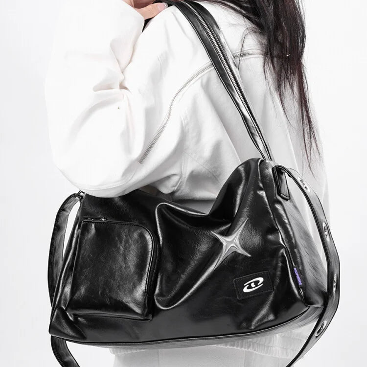 INGVN  Girls Crossbody Tote Bags Women High-capacity Grunge Y2k Aesthetic Shoulder Bag Vintage Simple Fashion Casual Handbags All Match