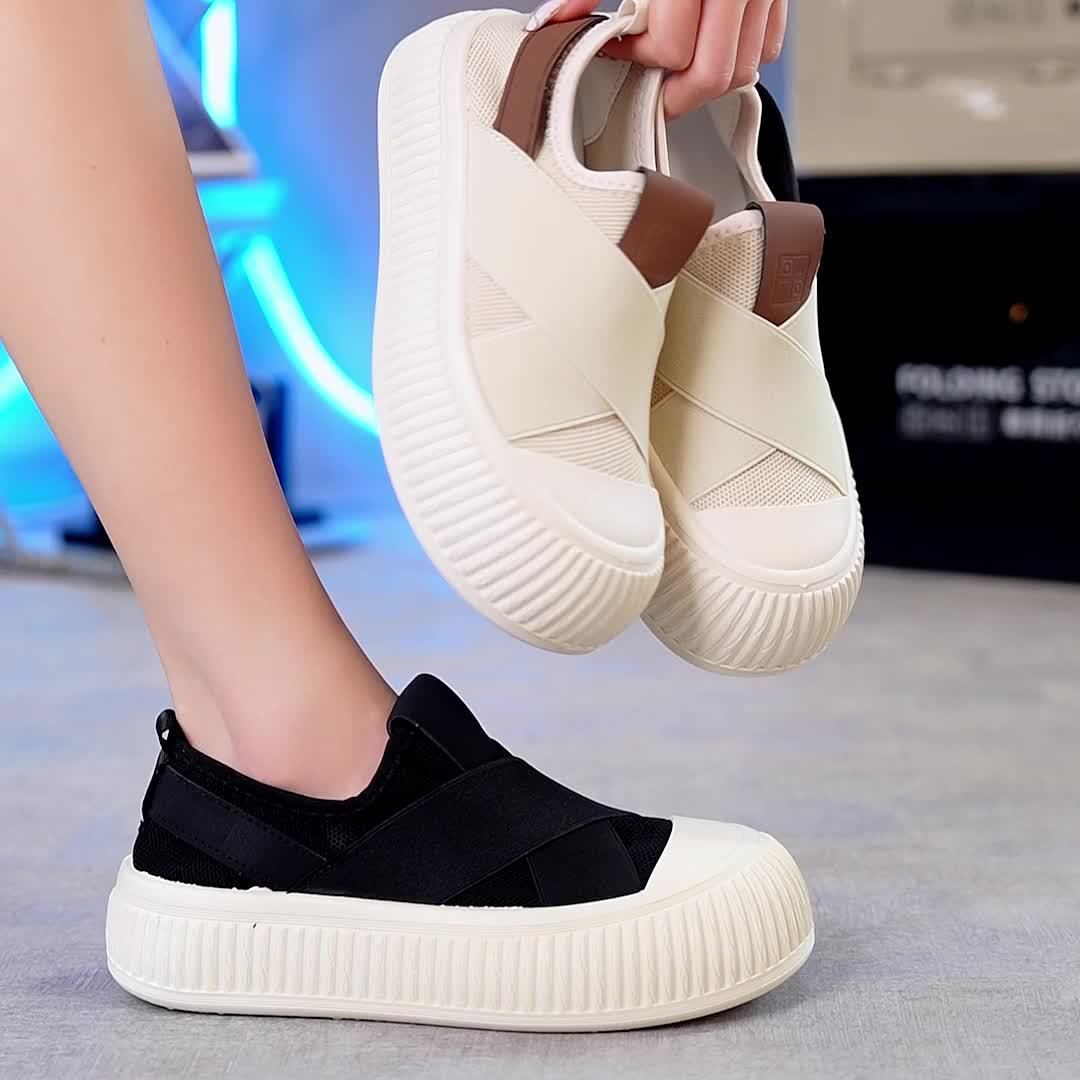 Comfortable Women's Breathable Knit Sneakers - Soft, Lightweight, Casual Slip On Shoes for Outdoor Activities, Low Top Design for Everyday Wear